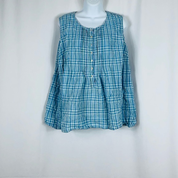 Preswick & Moore Cotton mother of pearl button front tank top 3X - Picture 1 of 14